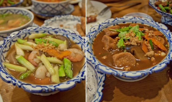 Asparagas with prawns and minced pork with tofu